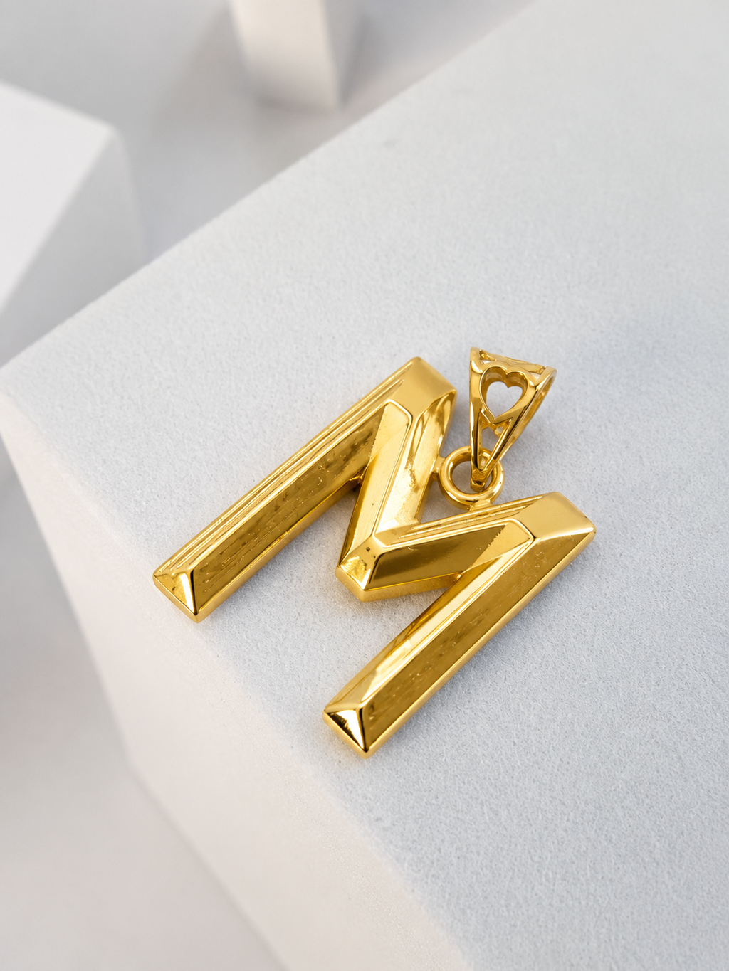 18K Solid Gold M Pendant