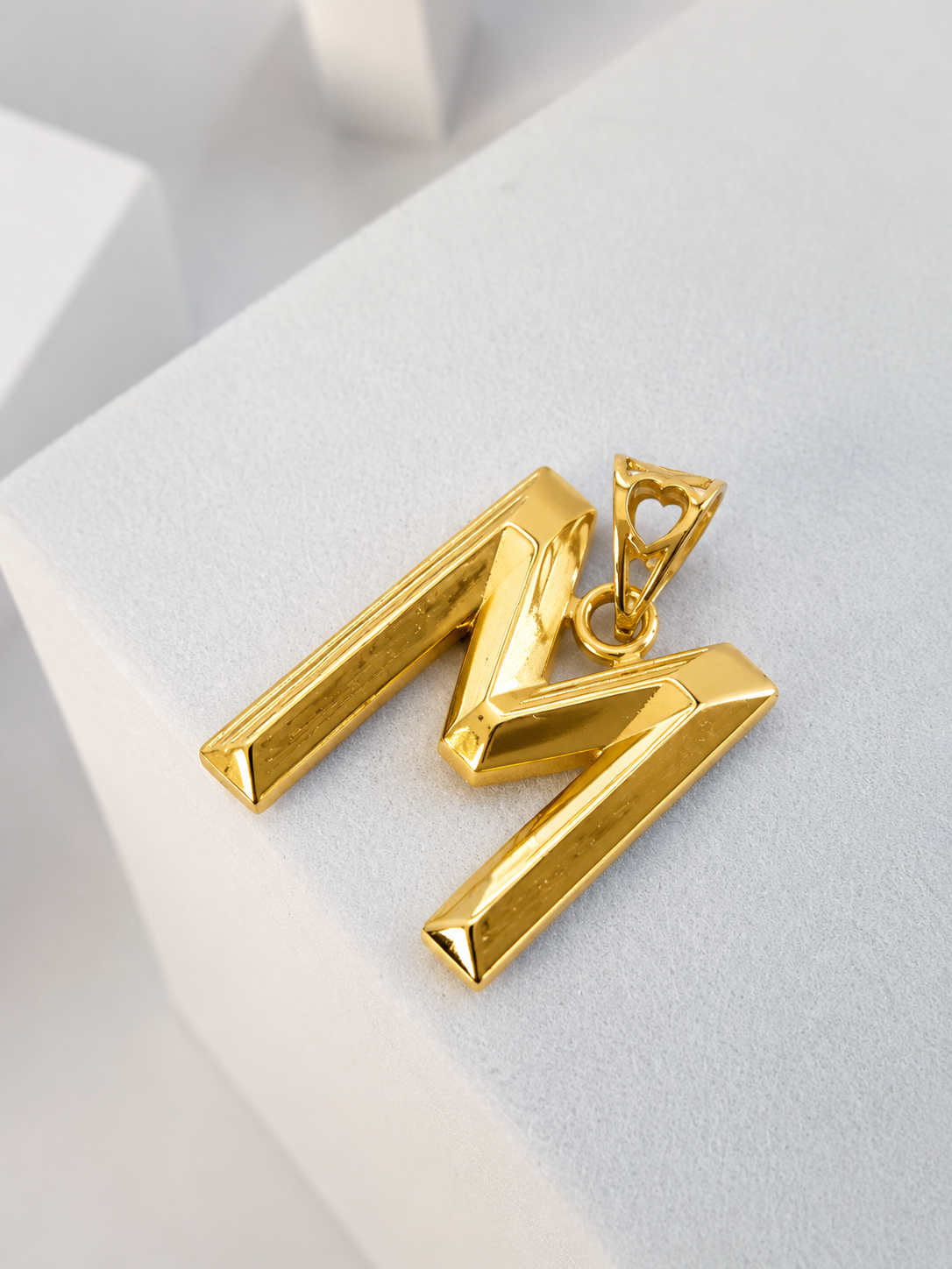 18K Solid Gold M Pendant