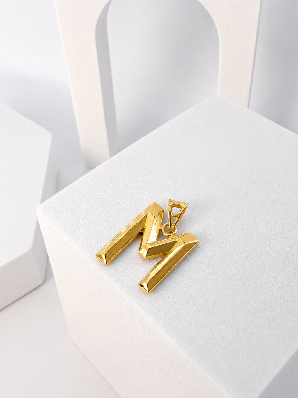 18K Solid Gold M Pendant