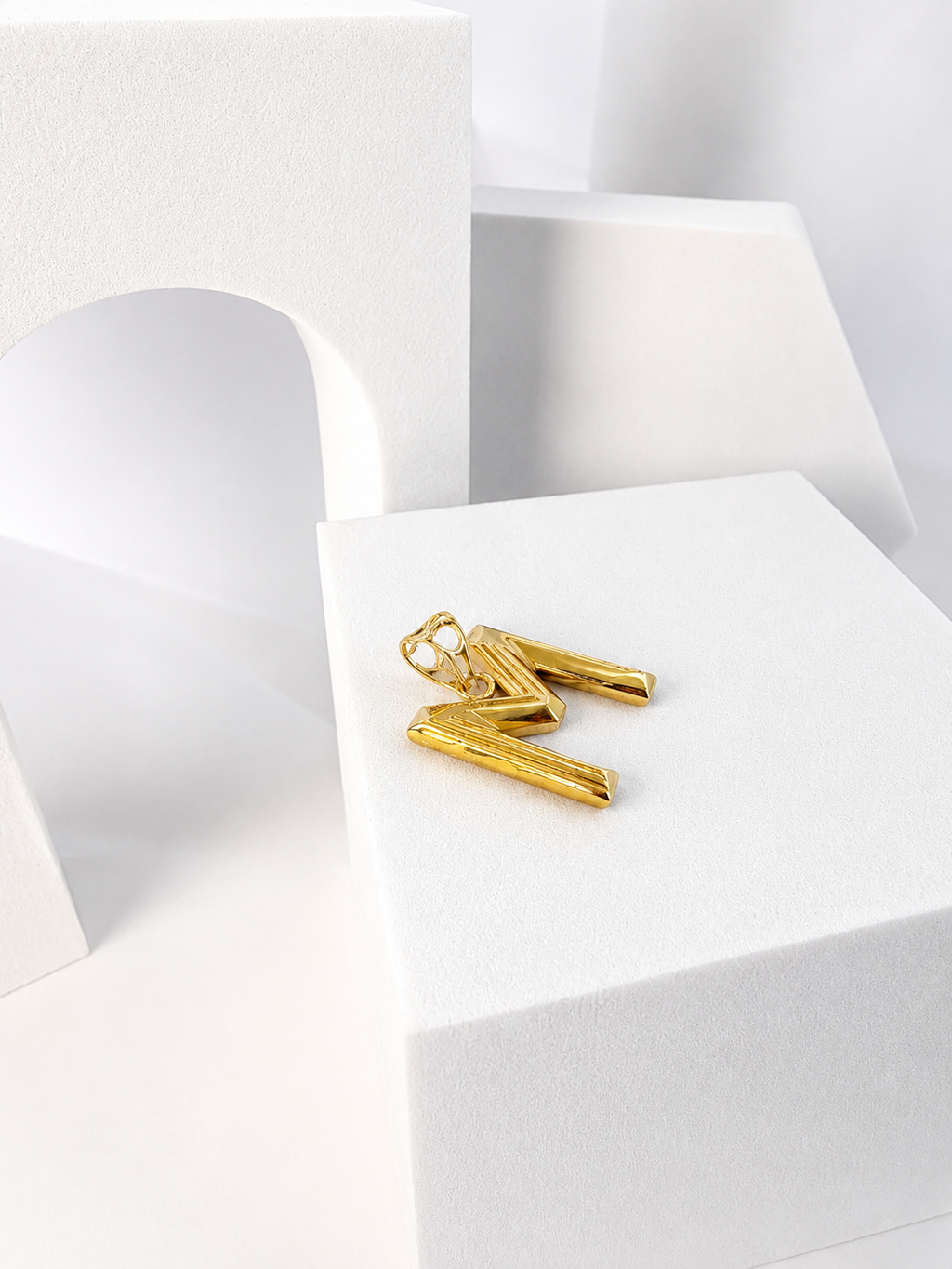 18K Solid Gold M Pendant