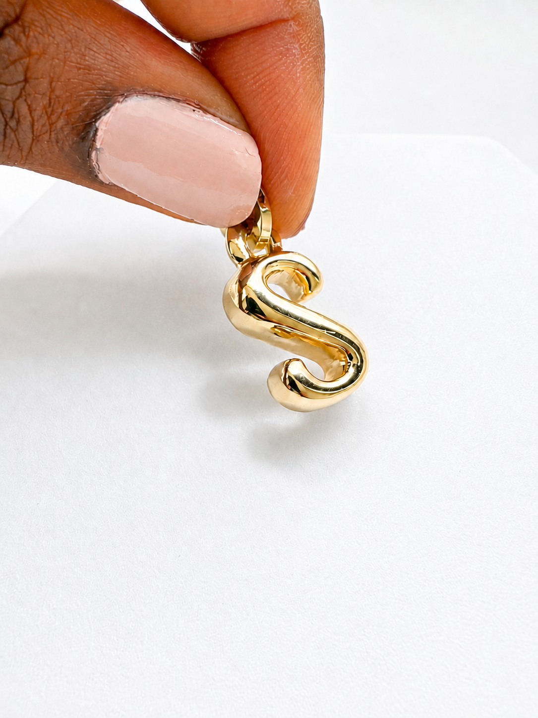 18K Solid Gold Initial “S” Pendant