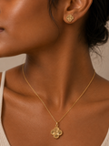 18K Solid Gold Clover Jewelry Set