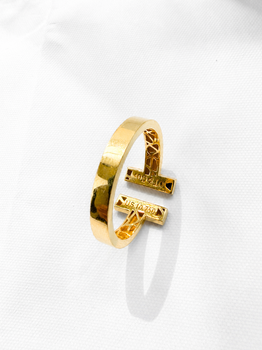 18K Solid Gold Open Bar Ring