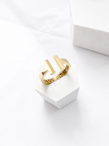 18K Solid Gold Open Bar Ring