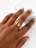 18K Solid Gold Open Bar Ring