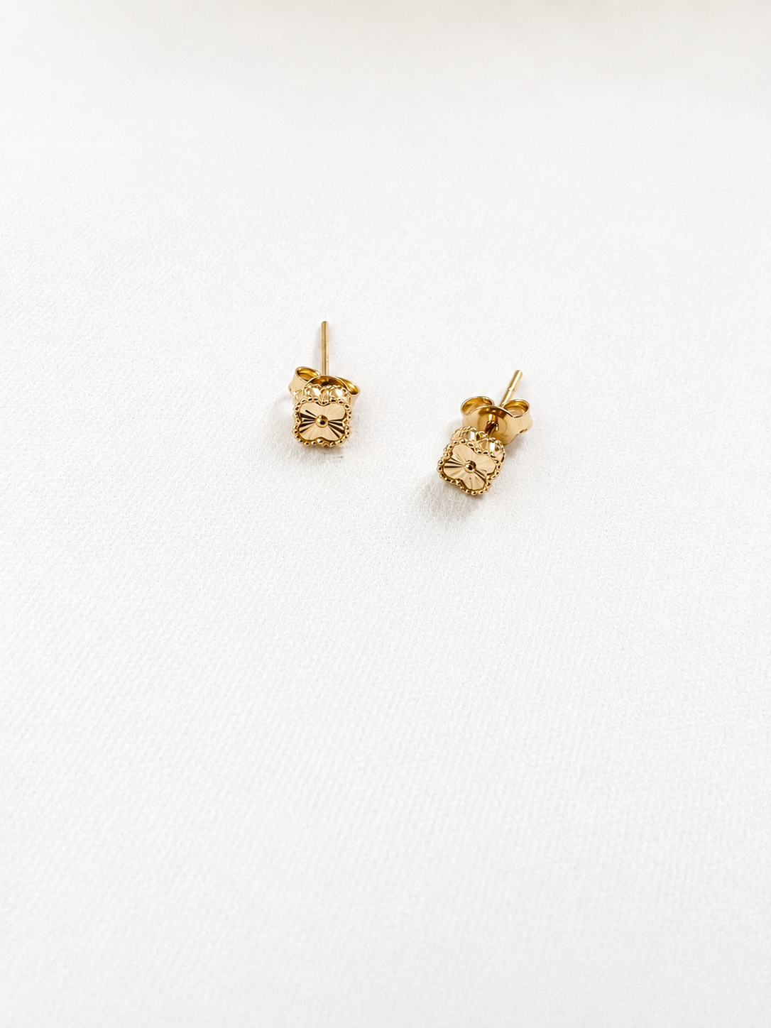 Diamond-Cut Square Stud Earrings