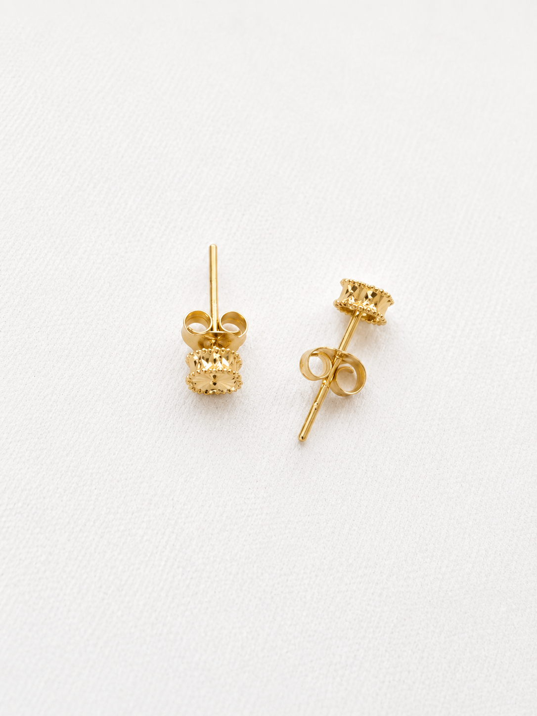Diamond-Cut Square Stud Earrings