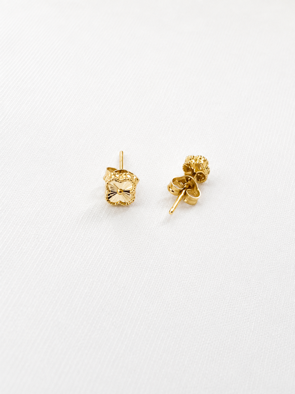 Diamond-Cut Square Stud Earrings
