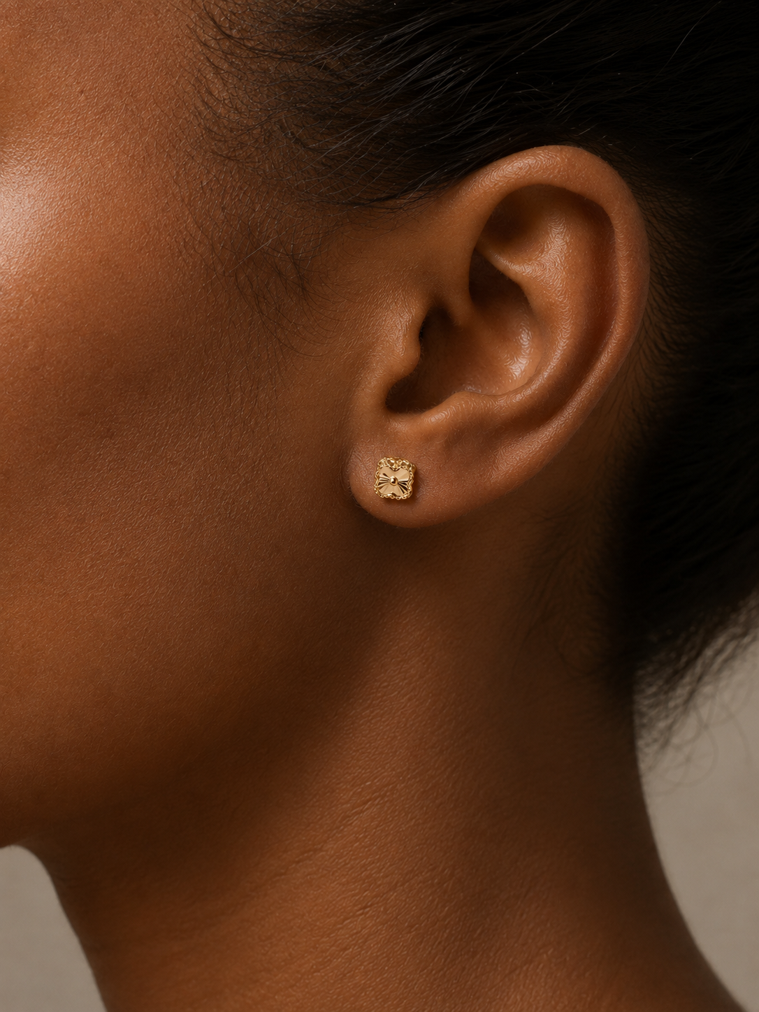 Diamond-Cut Square Stud Earrings