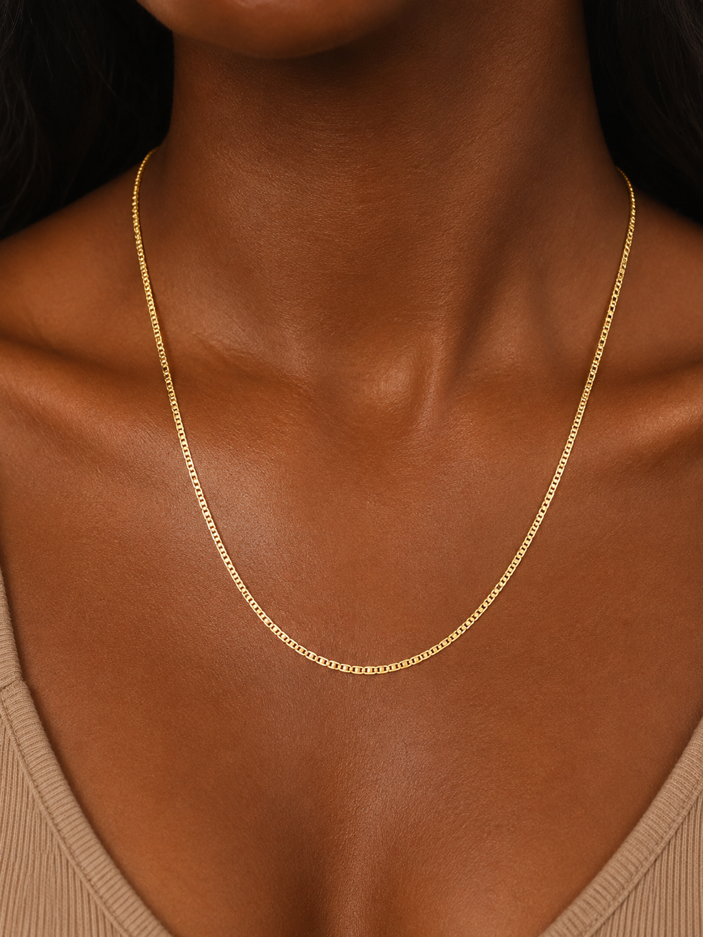 Solid Gold Mariner Chain Necklace