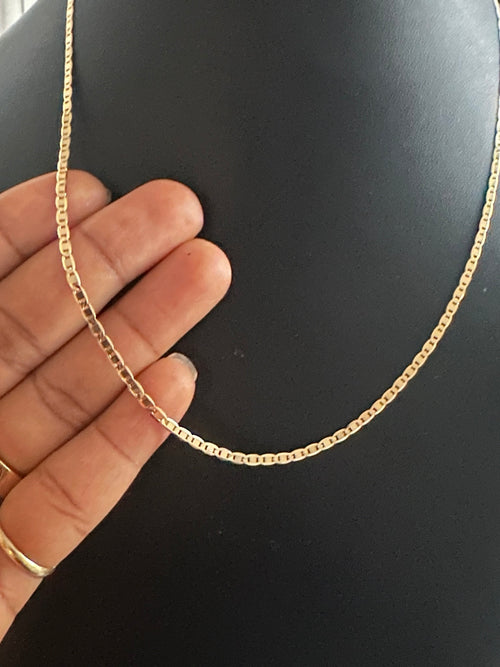 18K Solid Gold Blade Chain Necklace