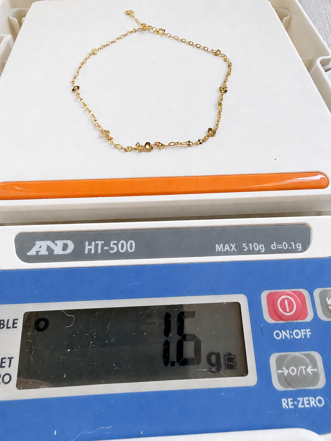 18K Solid Gold Heart Anklet