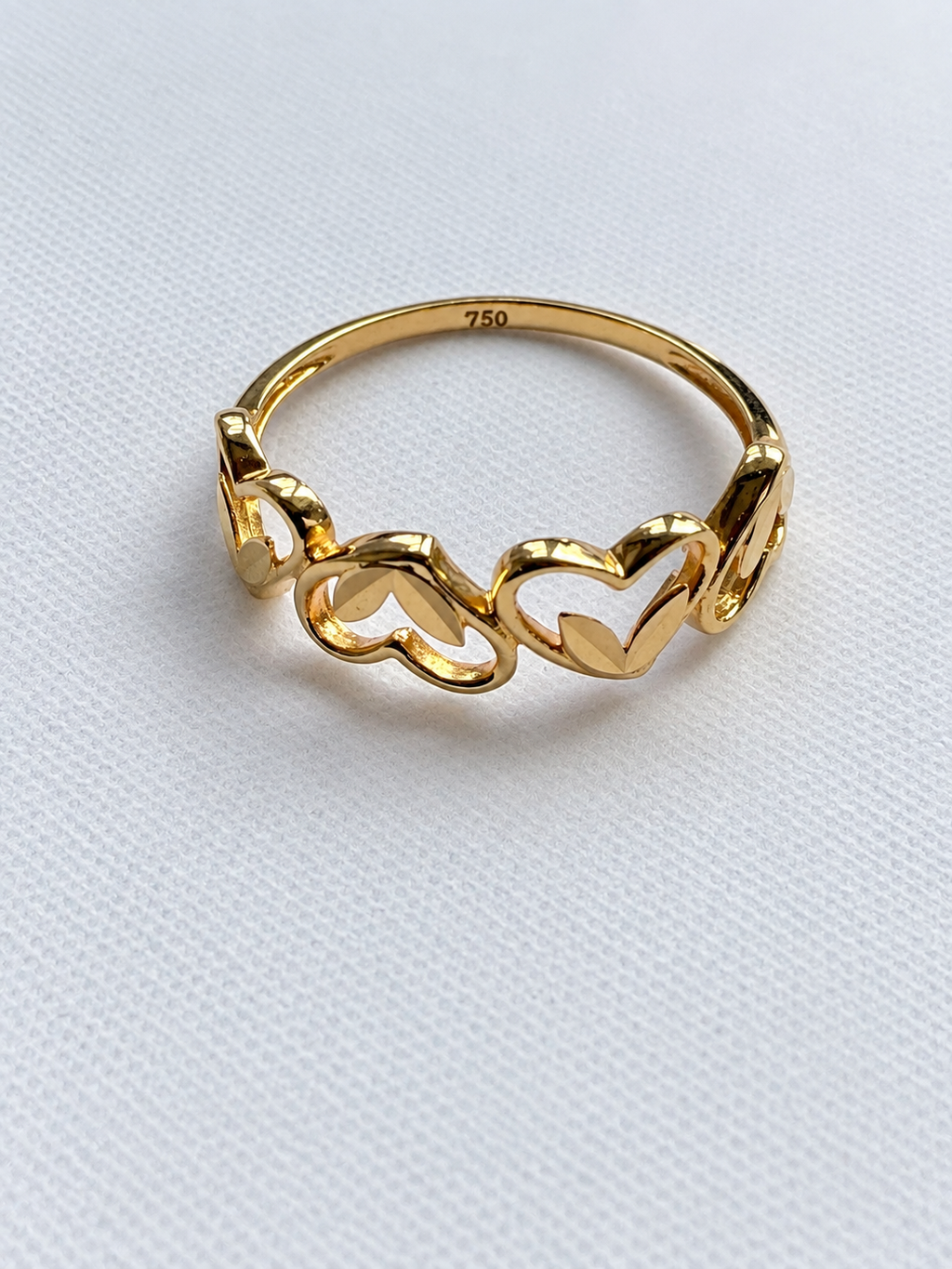 18K Solid Gold Heart Link Ring