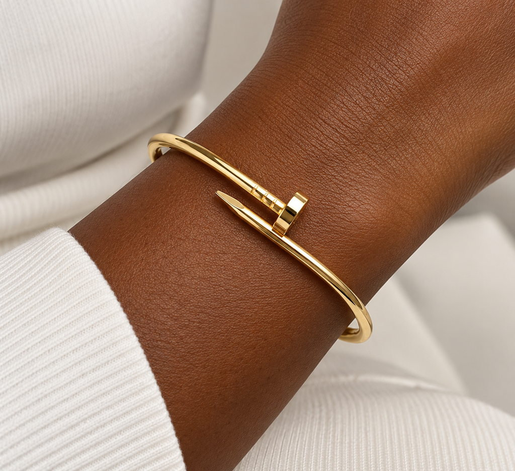 18K Solid Gold Nail Bangle Bracelet