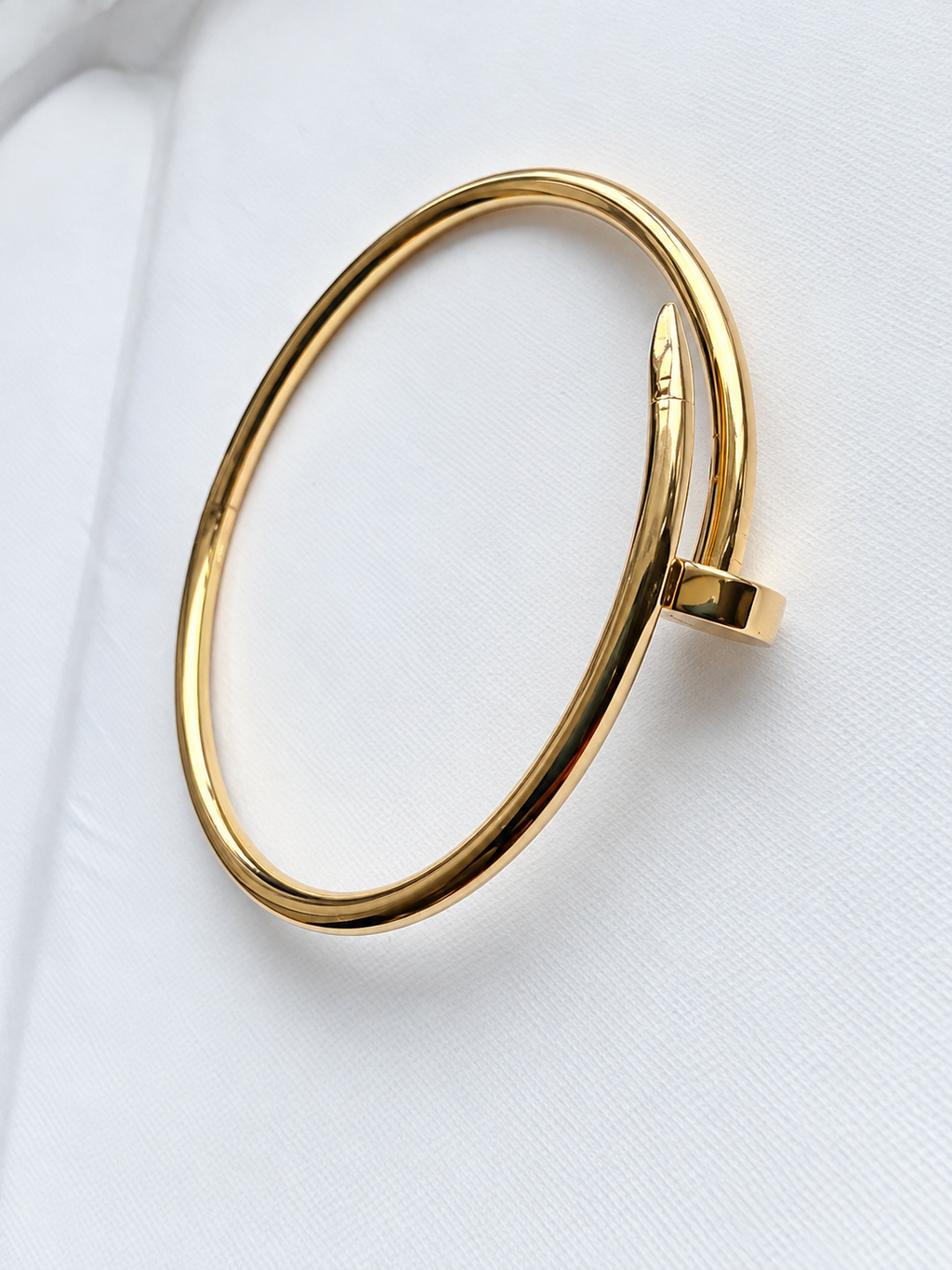 18K Solid Gold Nail Bangle Bracelet
