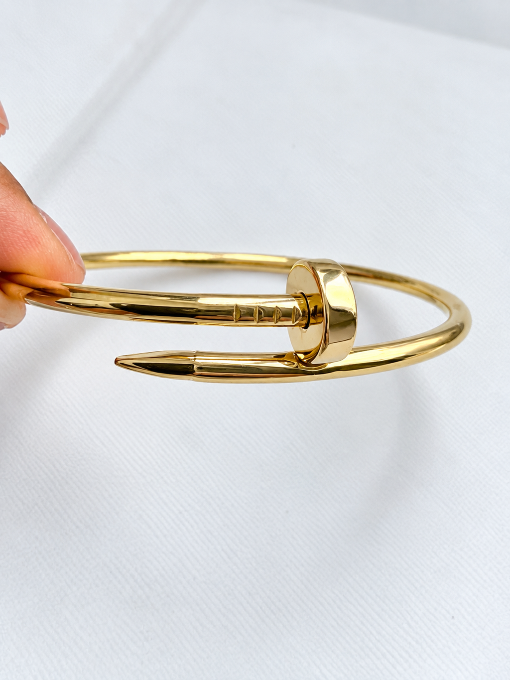 18K Solid Gold Nail Bangle Bracelet