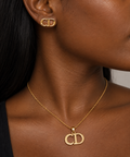 18K Solid Gold CD Earrings & Pendant Set