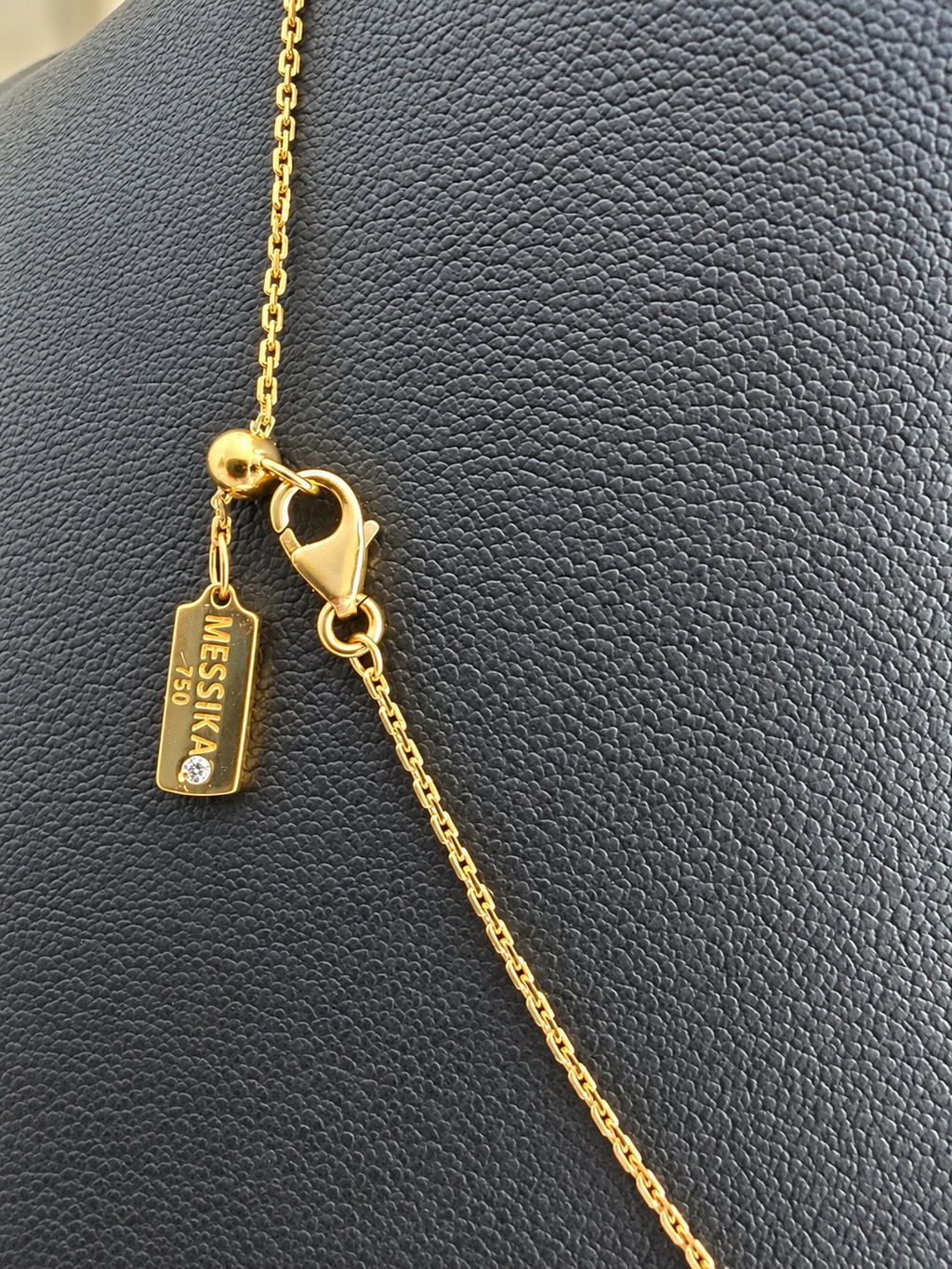 18K Solid Gold Five-Charm Diamond Accent Necklace