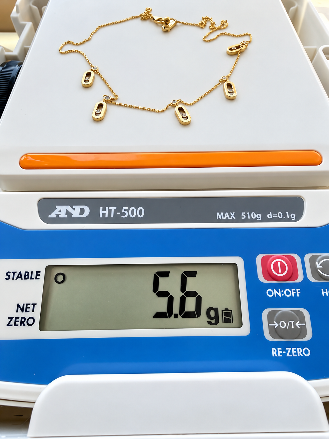 18K Solid Gold Five-Charm Diamond Accent Necklace
