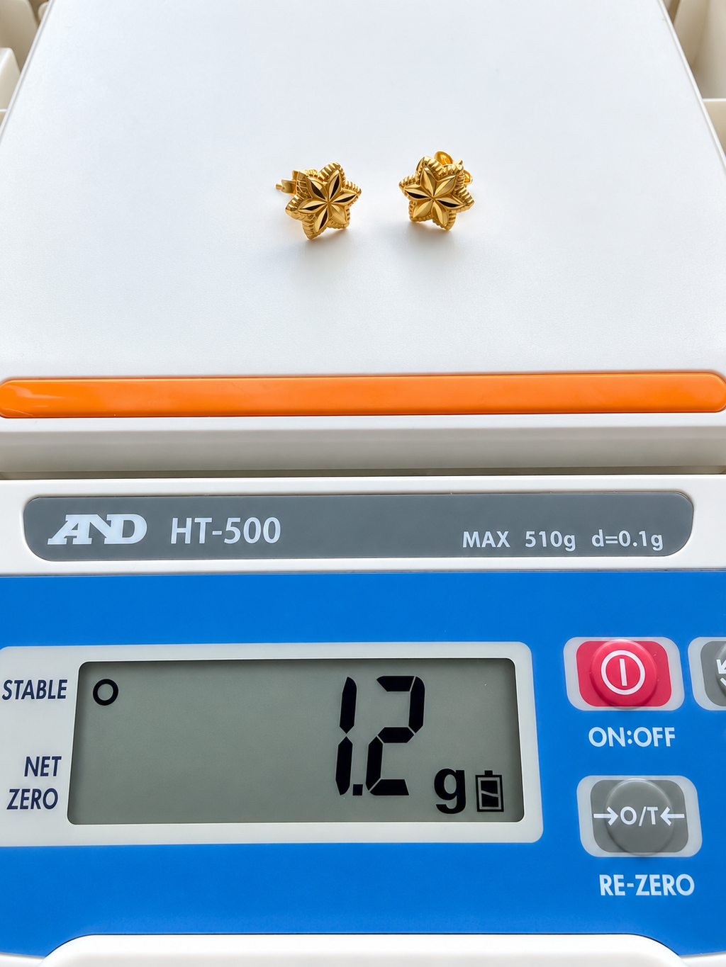 21K Solid Gold Star Diamond-Cut Stud Earrings