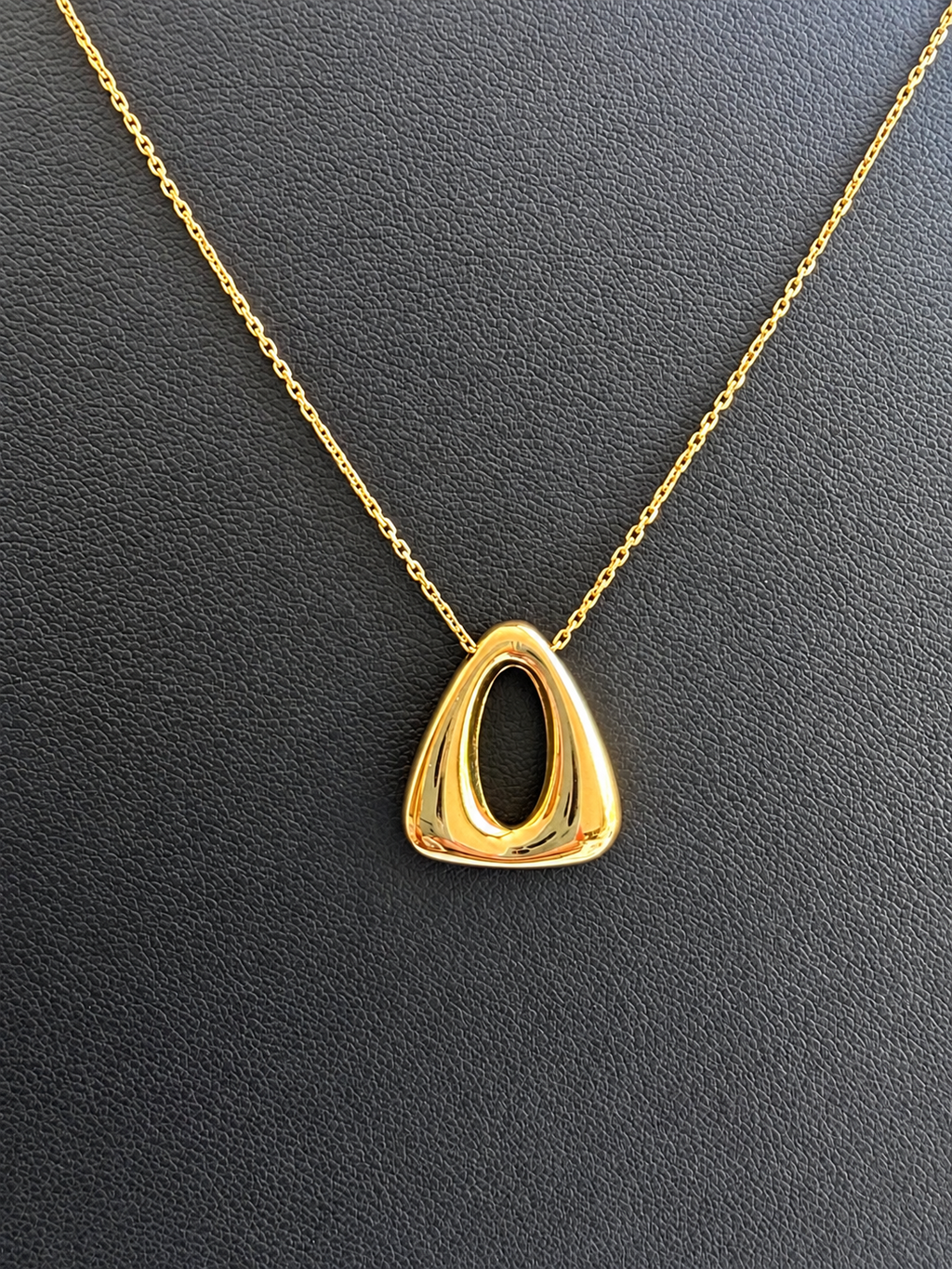 18K Soild Gold Open Teardrop Pendant Necklace