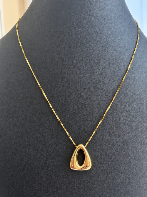 18K Soild Gold Open Teardrop Pendant Necklace