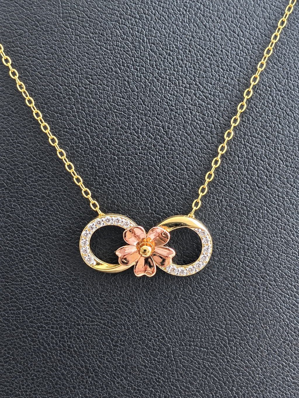 18K Solid Gold Dainty Infinity Bloom Necklace
