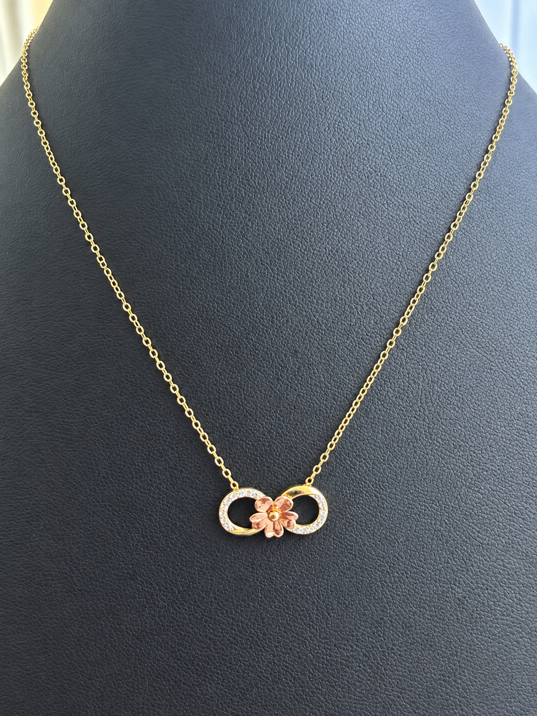 18K Solid Gold Dainty Infinity Bloom Necklace