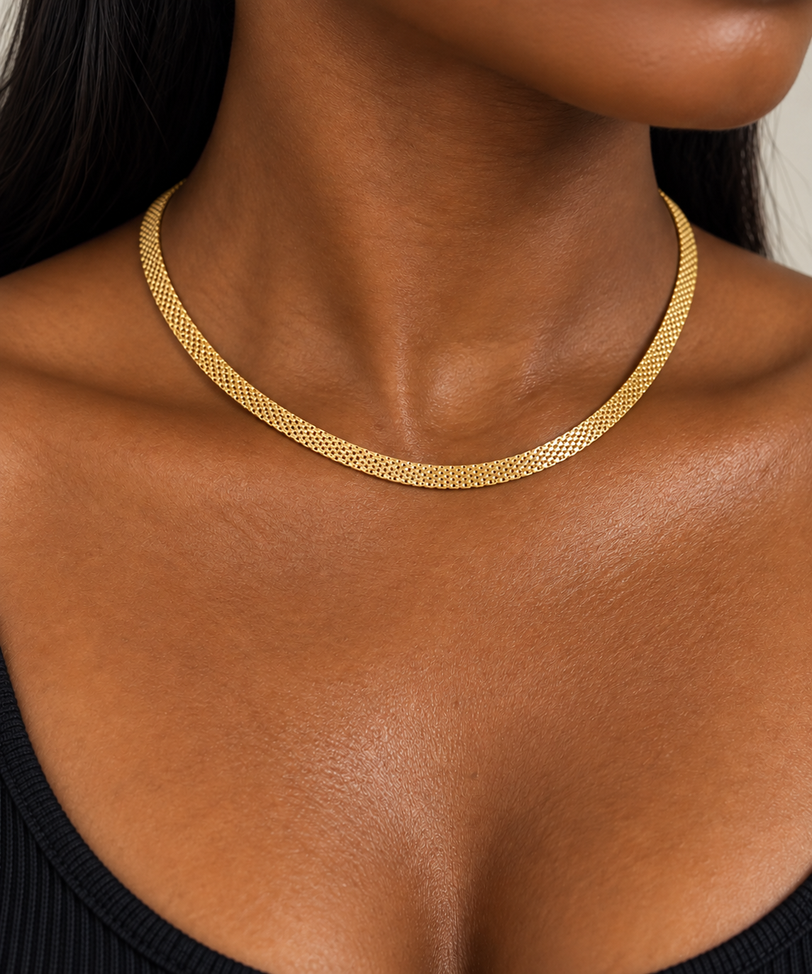 18K Solid Gold Carpet Necklace