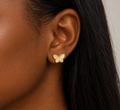 18K Solid Gold Butterfly Stud Earrings