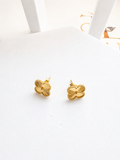 18K solid gold clover stud earrings