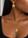 21K Solid Gold Star & Floral Jewelry Set