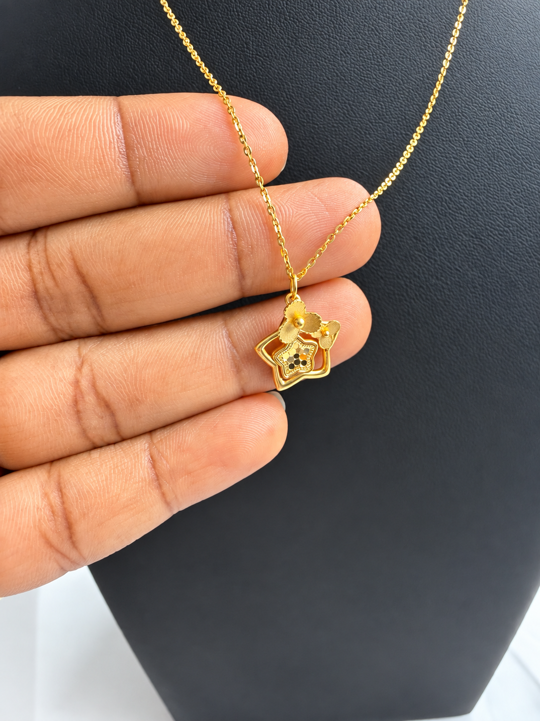 21K Solid Gold Star & Floral Jewelry Set