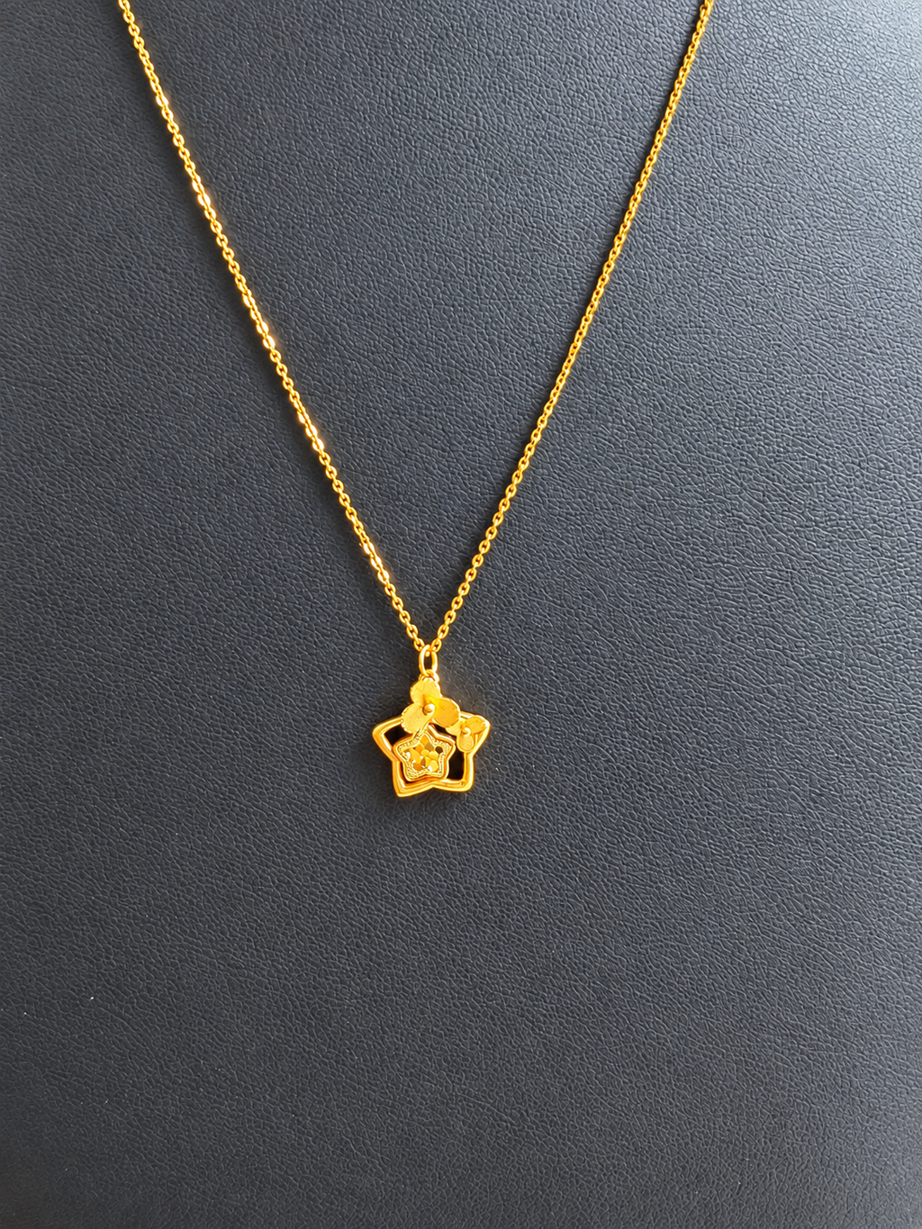 21K Solid Gold Star & Floral Jewelry Set