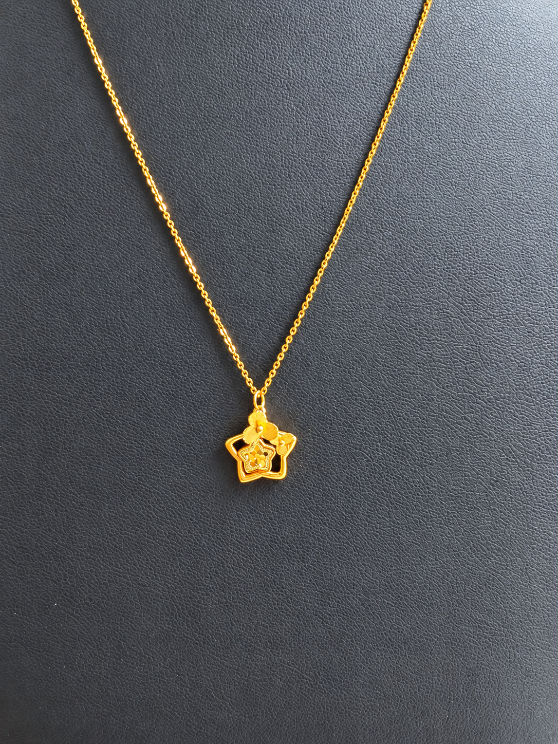 21K Solid Gold Star & Floral Jewelry Set
