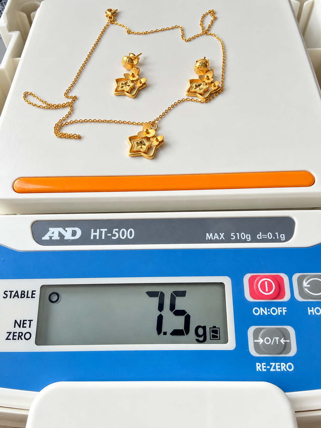 21K Solid Gold Star & Floral Jewelry Set