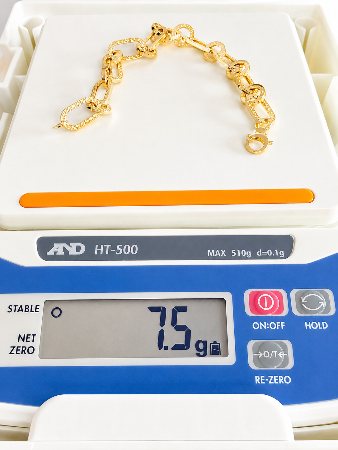 18K Solid Gold Textured Link Bracelet