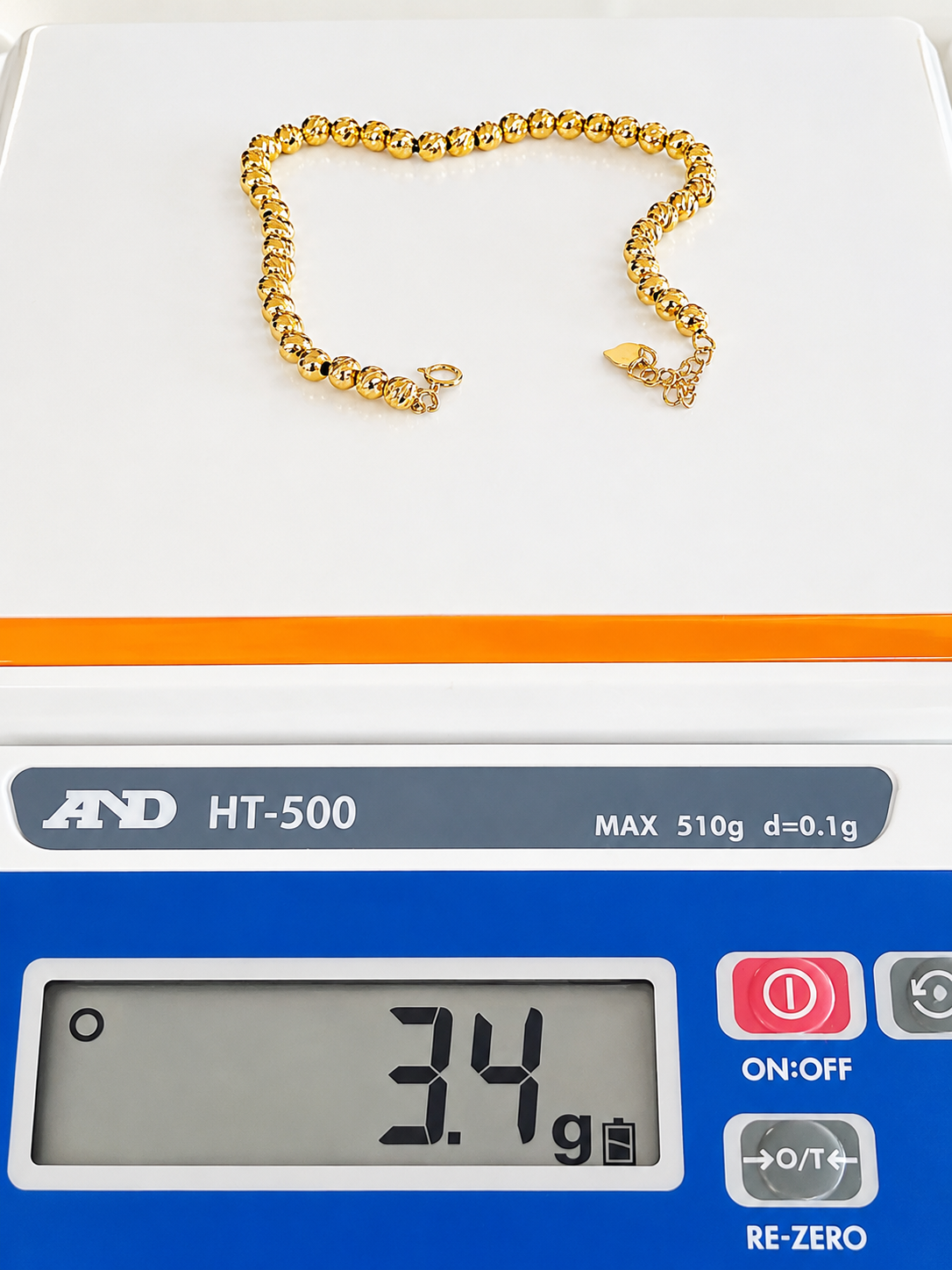 18K Solid Gold Diamond-Cut Beaded Bracelet