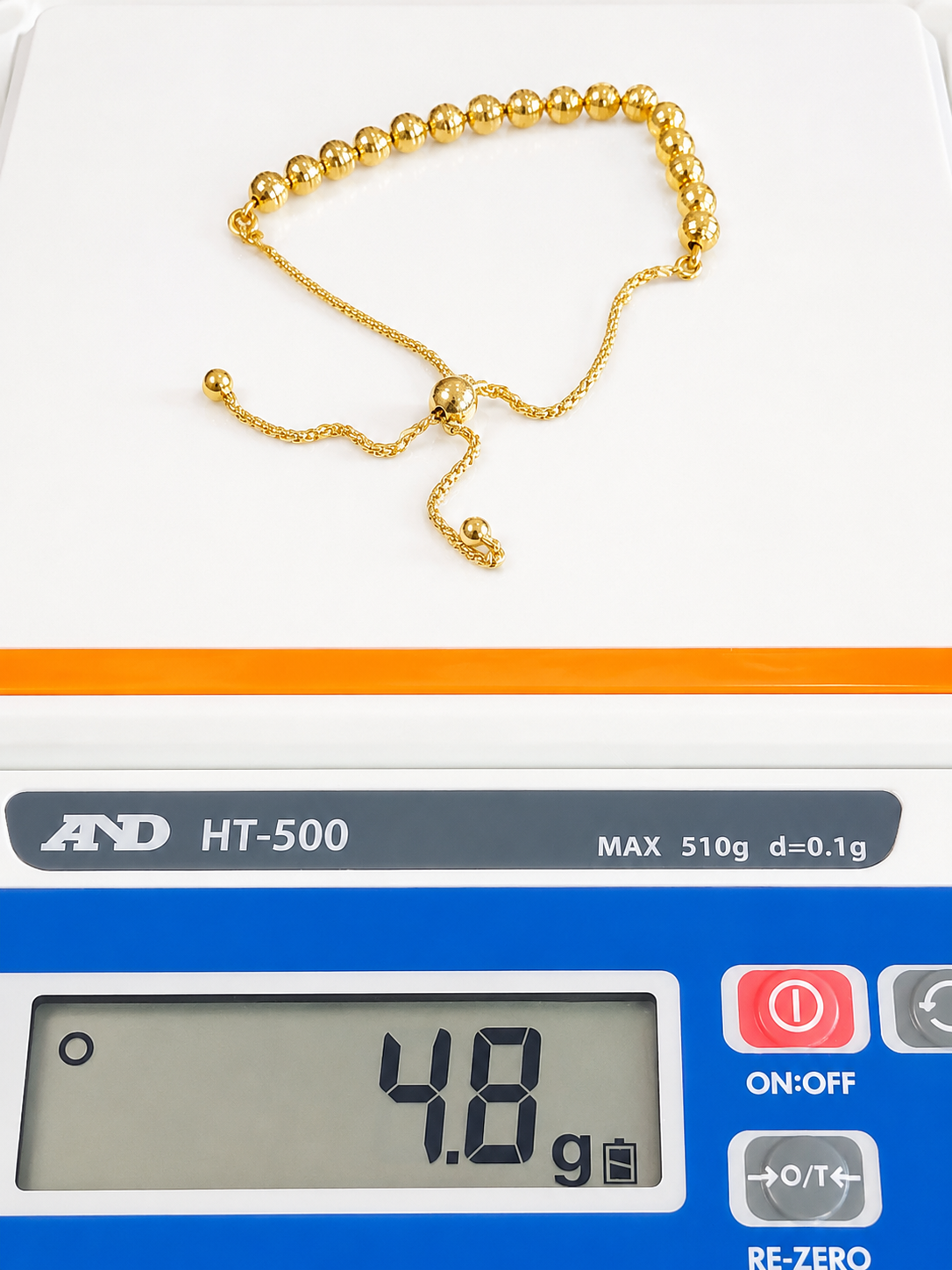 18K Solid Gold Adjustable Beaded Bracelet