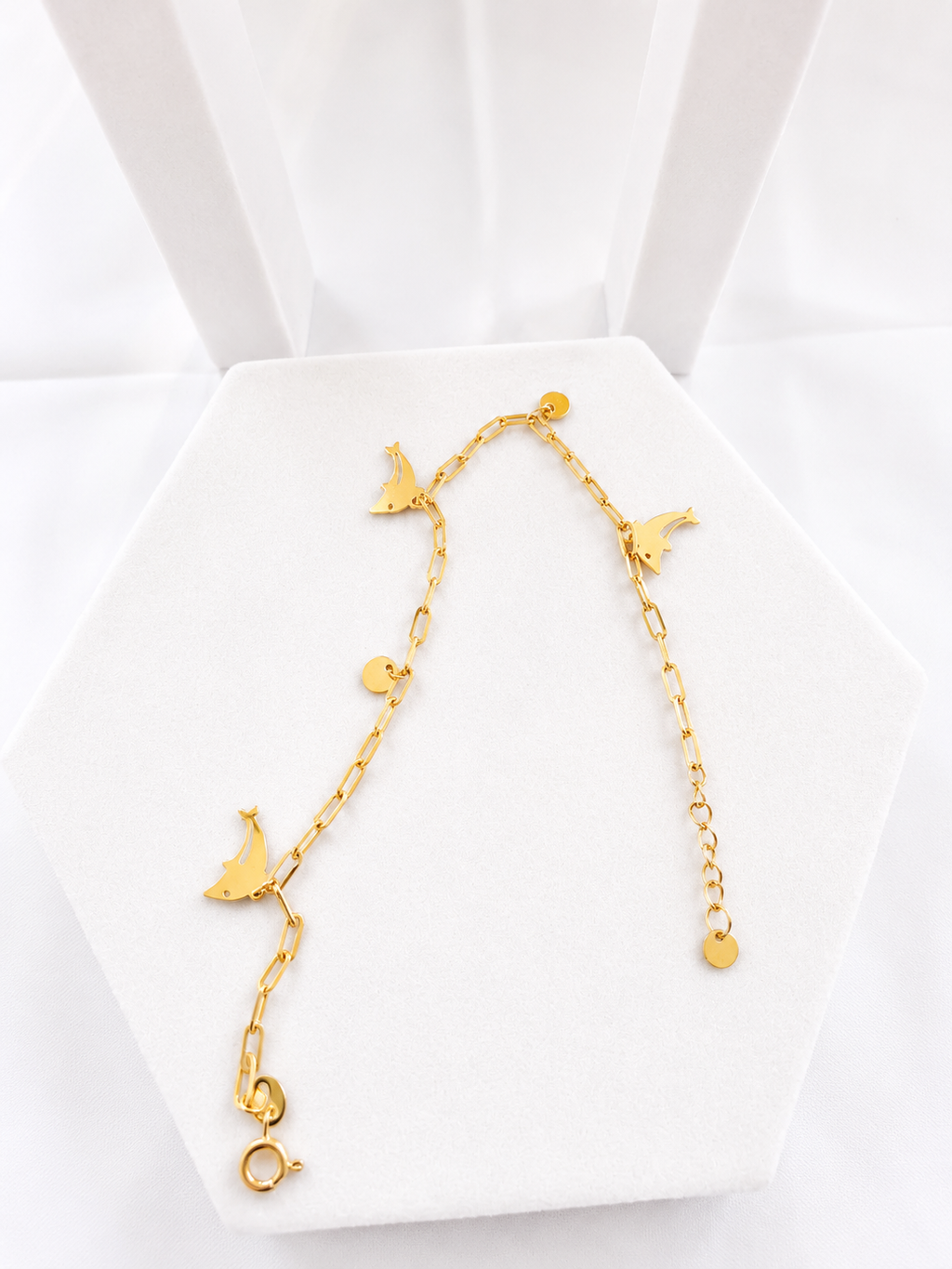 18K Solid Gold Dolphin Charm Bracelet