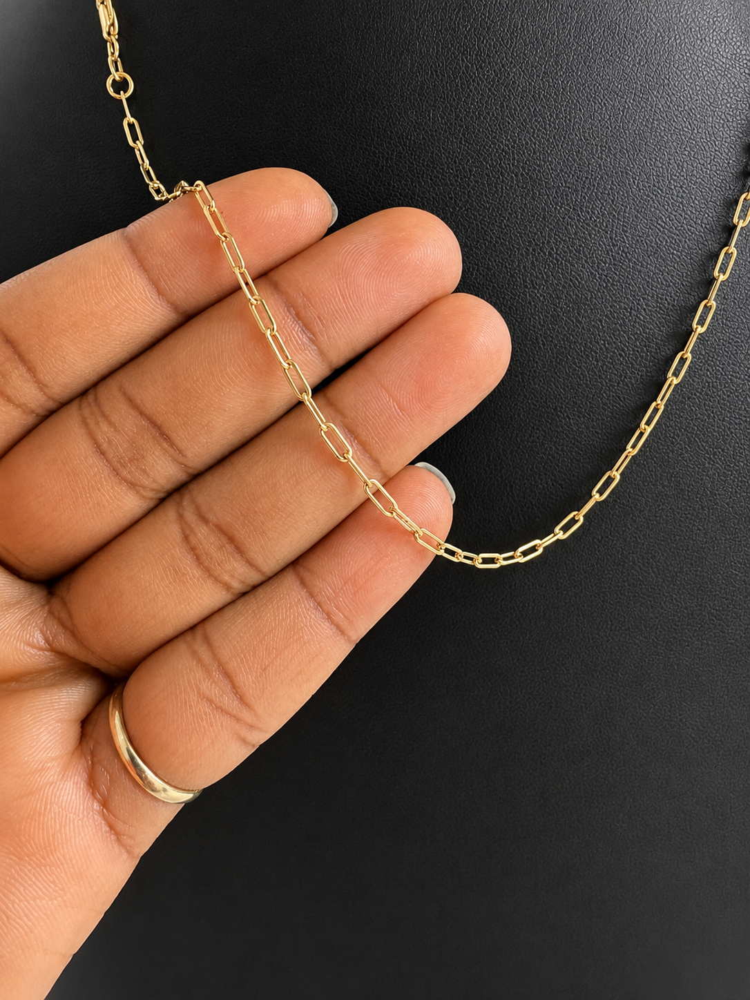 18K Solid Gold Paperclip Chain Necklace