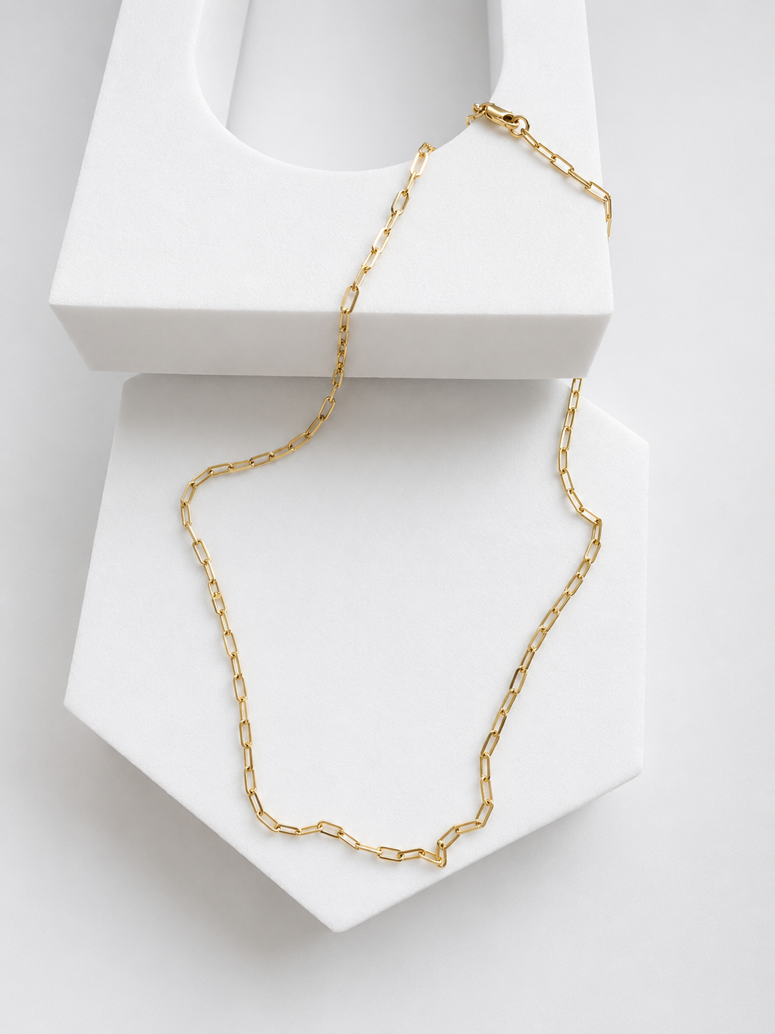 18K Solid Gold Paperclip Chain Necklace