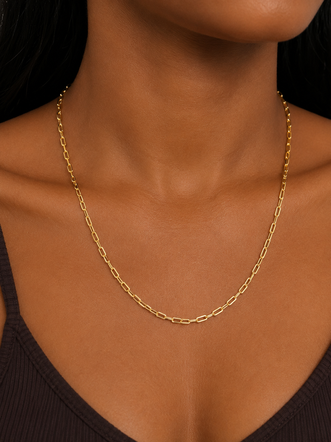 18K Solid Gold Paperclip Chain Necklace