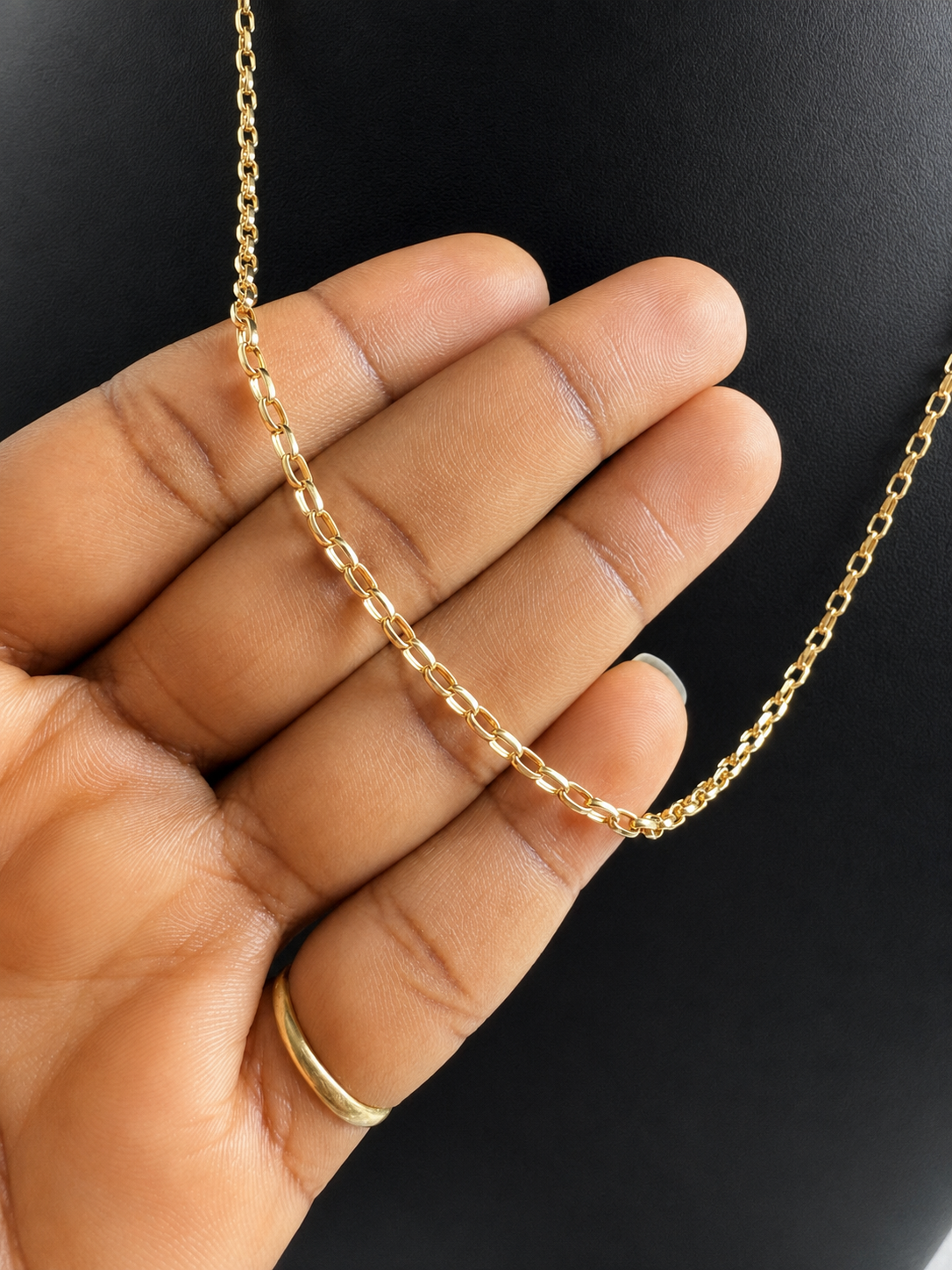 18K Solid Gold Rolo Chain Necklace