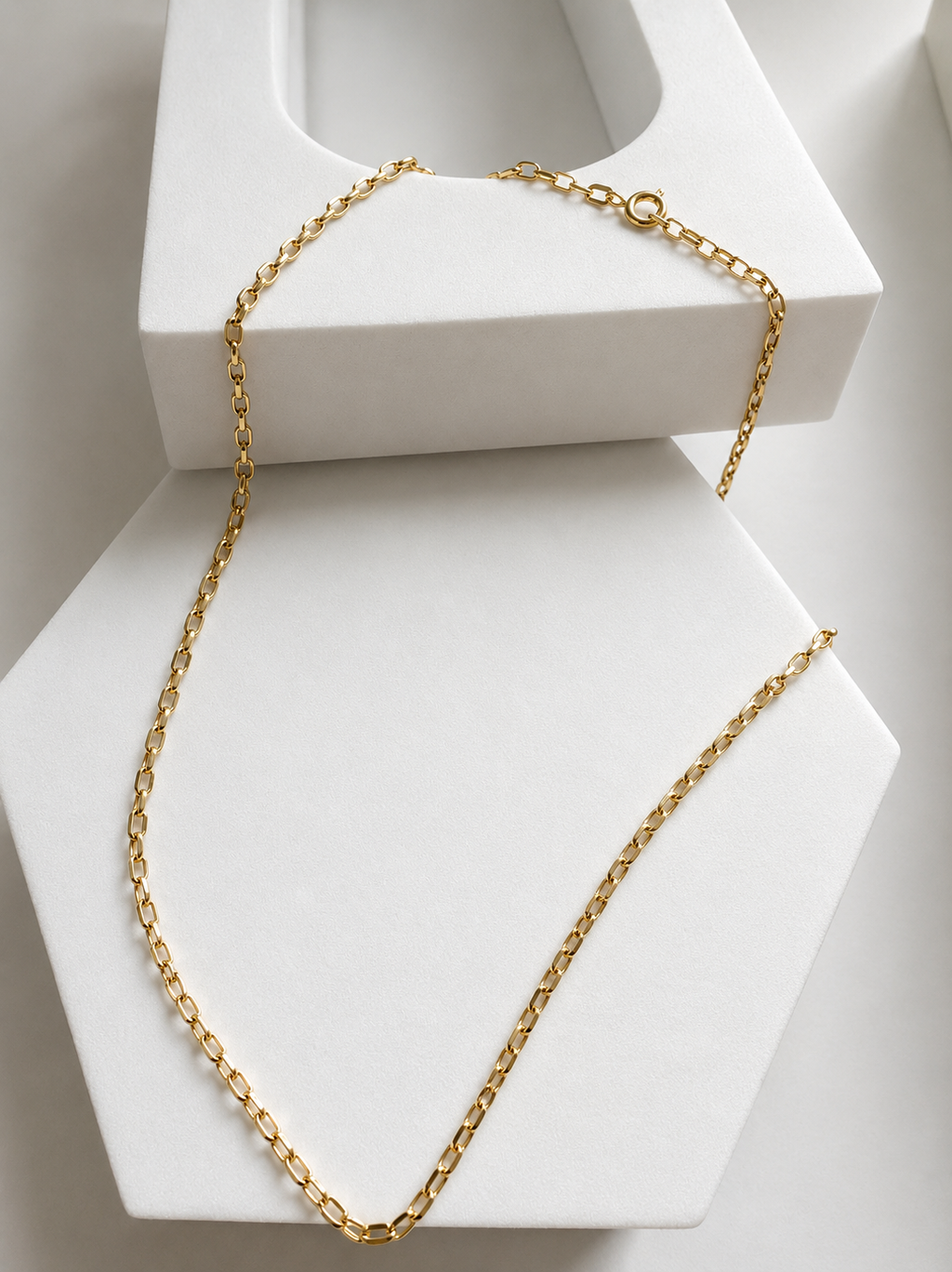 18K Solid Gold Rolo Chain Necklace