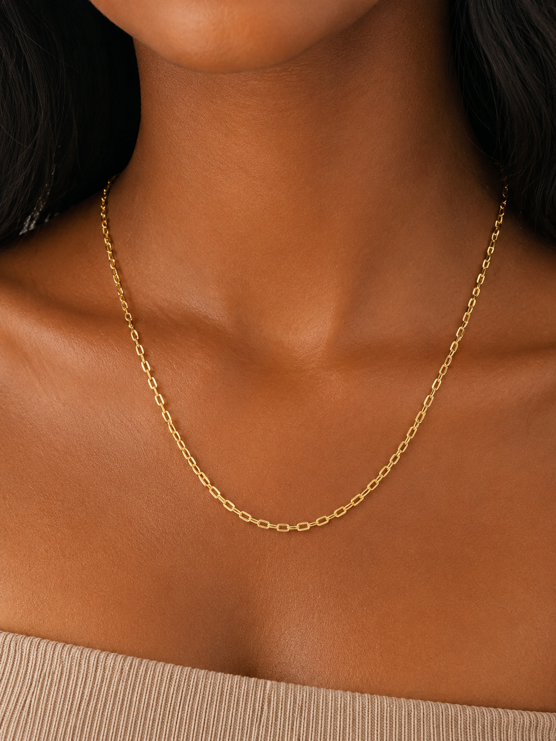 18K Solid Gold Rolo Chain Necklace