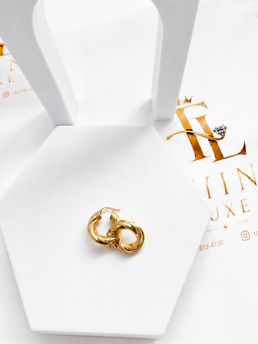 18K Solid Gold Twisted Hoop Earrings