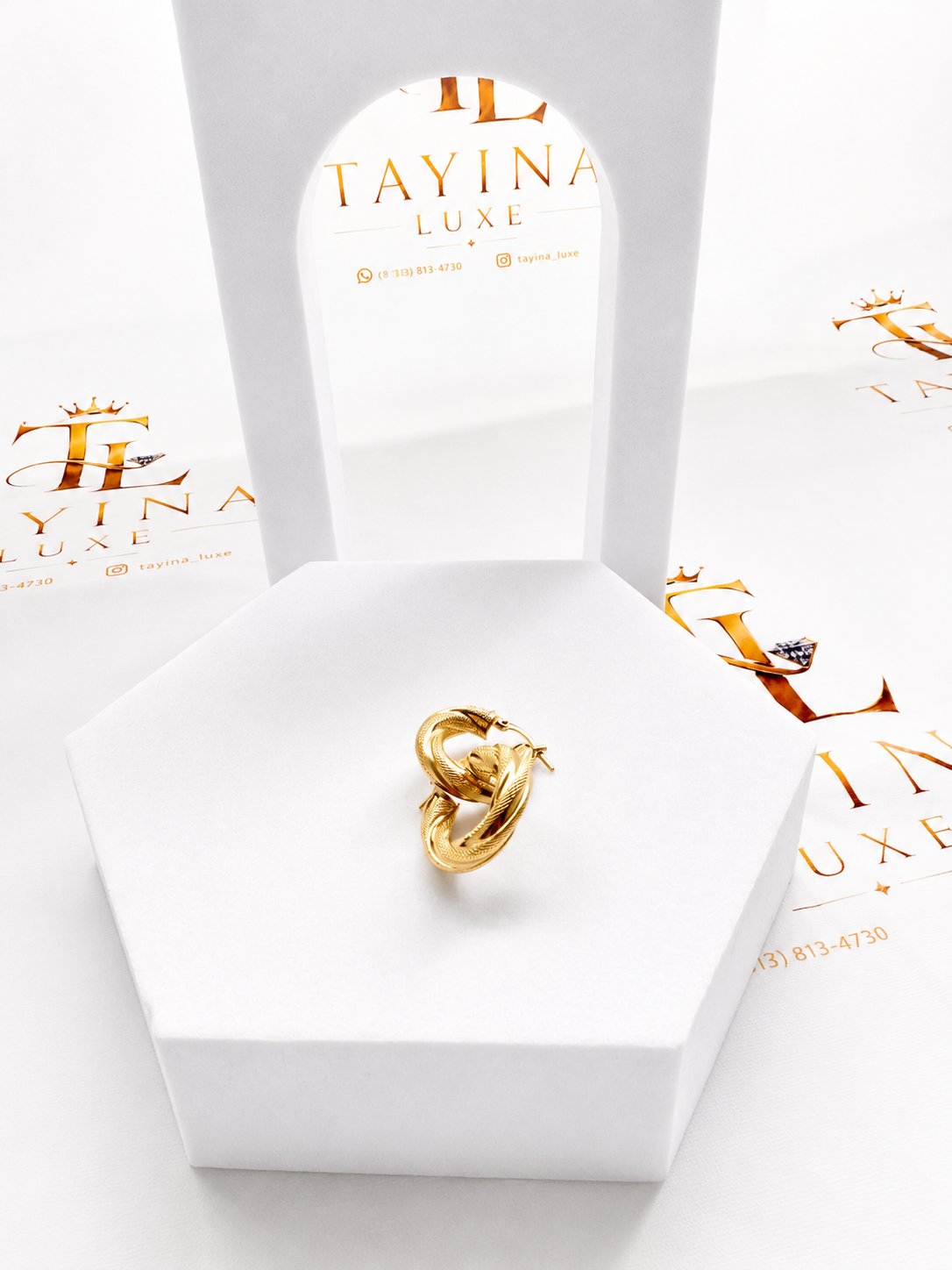 18K Solid Gold Twisted Hoop Earrings