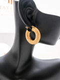 18K solid gold textured hoop earrings