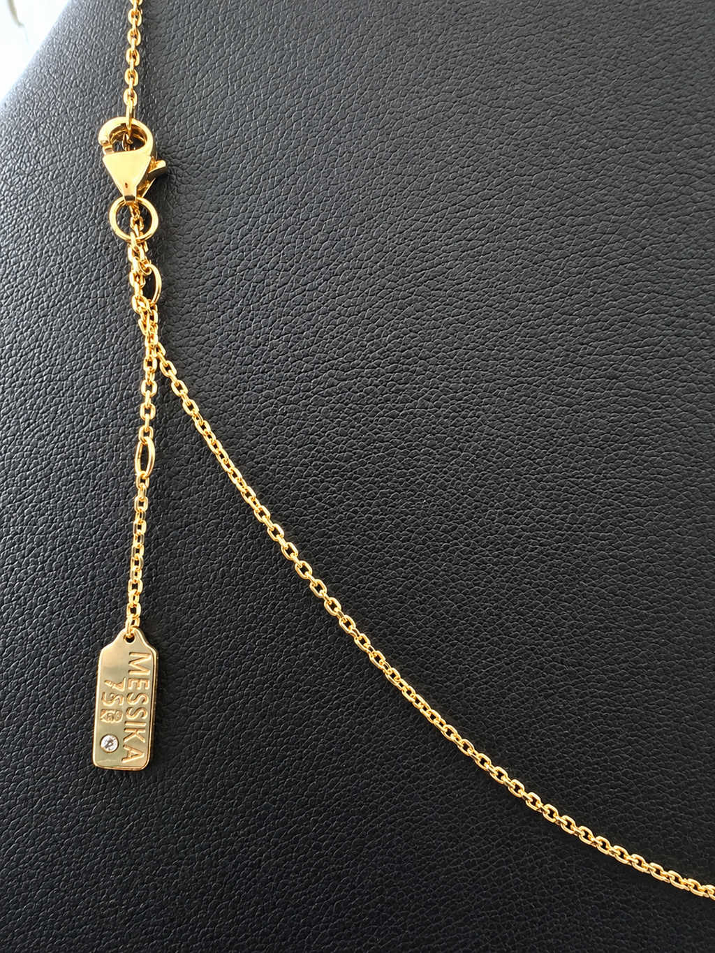 18K Solid Gold Open Bar Pendant Necklace